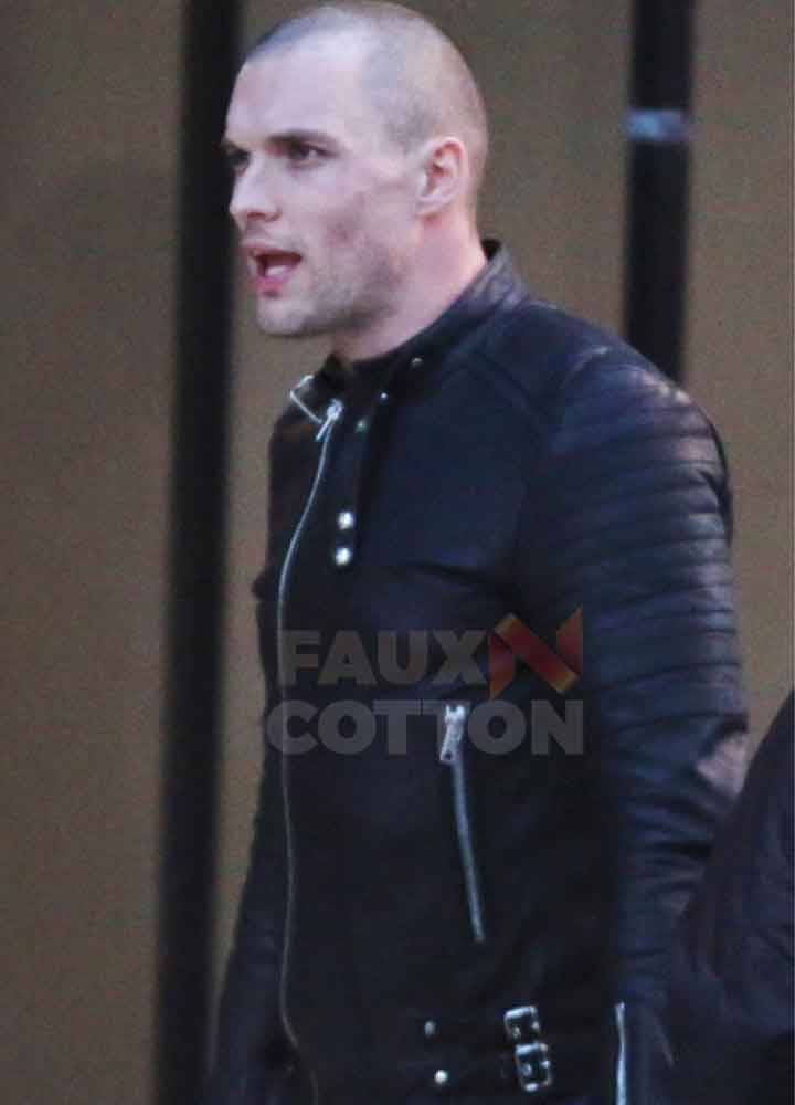 Deadpool Ed Skrein Black Leather Jacket